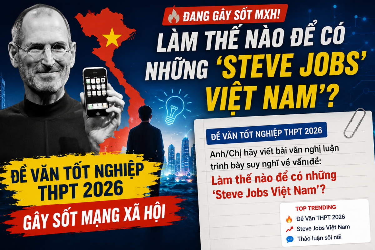 Đề Văn tốt nghiệp THPT 2026 với chủ đề "Làm thế nào để có những Steve Jobs Việt Nam?" đang thu hút sự quan tâm lớn của học sinh và cộng đồng mạng. Cùng tìm hiểu ý nghĩa, thông điệp và những bài học về sáng tạo, đổi mới dành cho thế hệ trẻ Việt Nam.