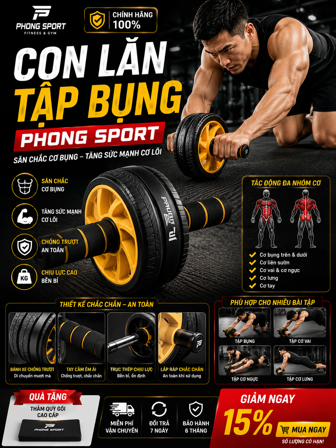 Con Lăn Tập Bụng - Phong Sport